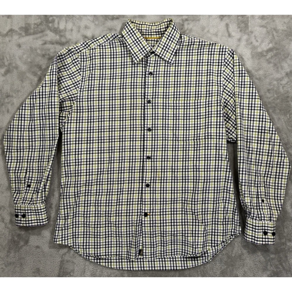 Robert Talbott Dress Shirt Mens L Green Blue Purple Plaid Button Up Chest Pocket